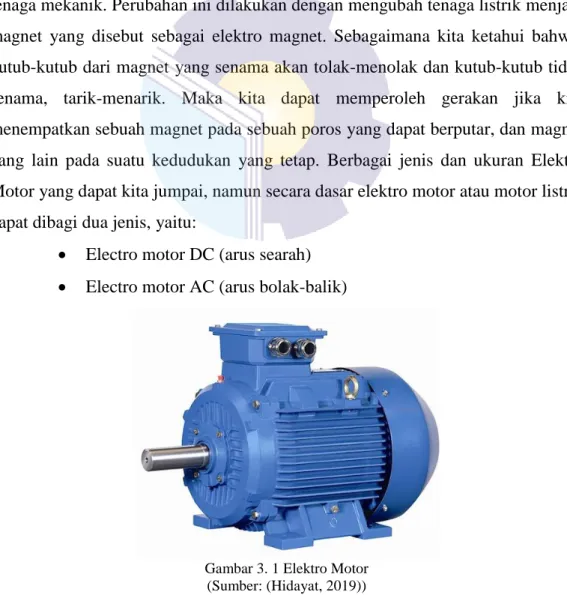 Gambar 3. 1 Elektro Motor (Sumber: (Hidayat, 2019))