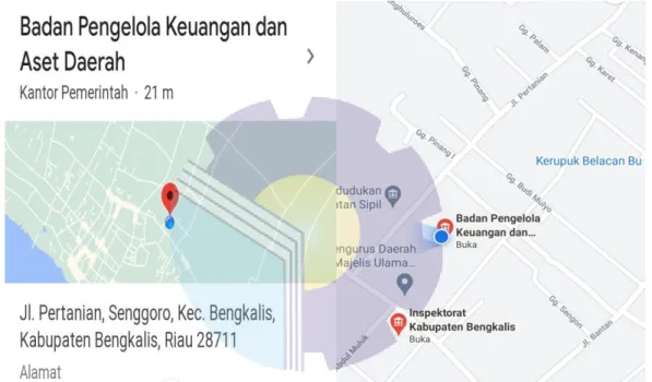 Gambar 1.1 Peta Lokasi Kantor BPKAD Kabupaten Bengkalis Sumber : Google Maps  