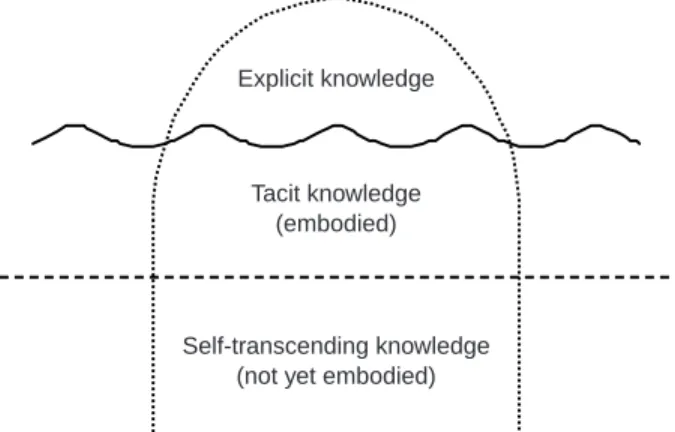 Figure 3.1 depicts the three forms of knowledge using the model of an iceberg. Above the waterline is explicit knowledge