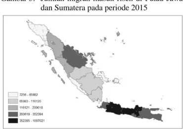 Gambar 5.   Jumlah  migran  masuk  risen  di  Pulau Jawa  dan Sumatera pada periode 2015 