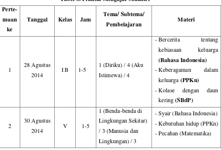 Tabel 8. Praktik Mengajar Mandiri 