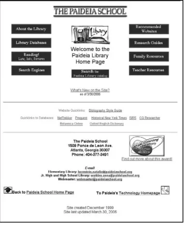 Figure 2.4: Paideia School Library Web page. Reprinted with permission from Natalie Bernstein, Paideia School Library, Elementary Librarian.