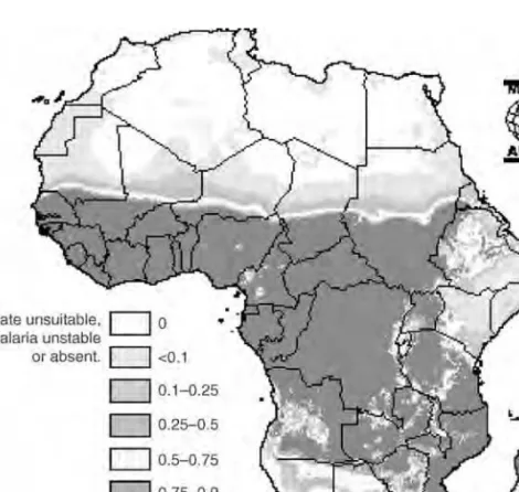 Figure 10.5 Theoretical model of malaria distribution in Africa Source: www.mara.org.za/images/picdistr.gif