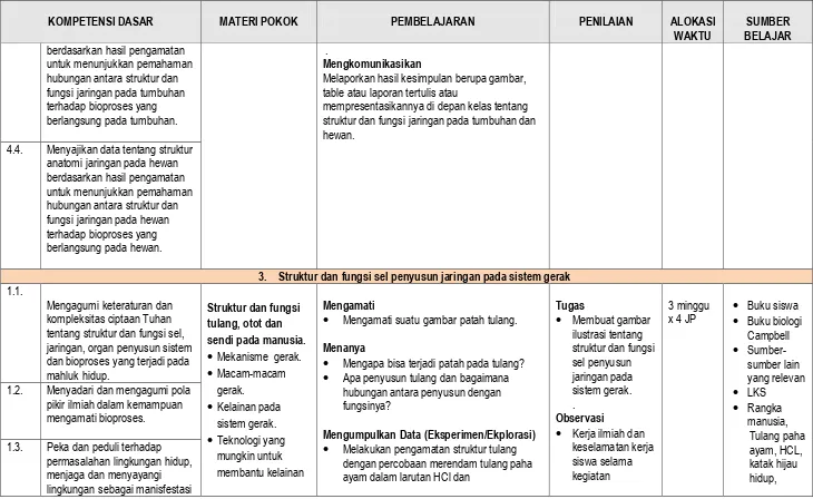 table atau laporan tertulis atau mempresentasikannya di depan kelas tentang struktur dan fungsi jaringan pada tumbuhan dan 