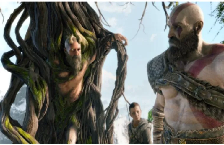 Figure 4.4. A picture of Mimir with Kratos and Atreus from God of War 2018  The reason for his  marginalized state is the condition of his body