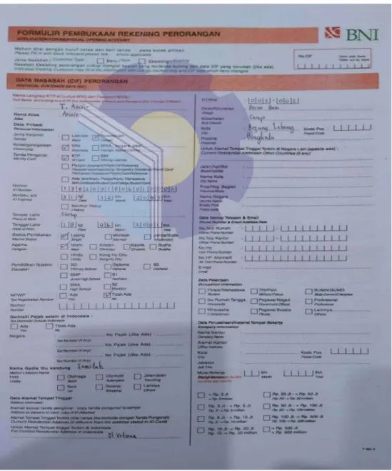 Figure 2.5 Customer Account Opening Form  Source: Processed Data, 2022 