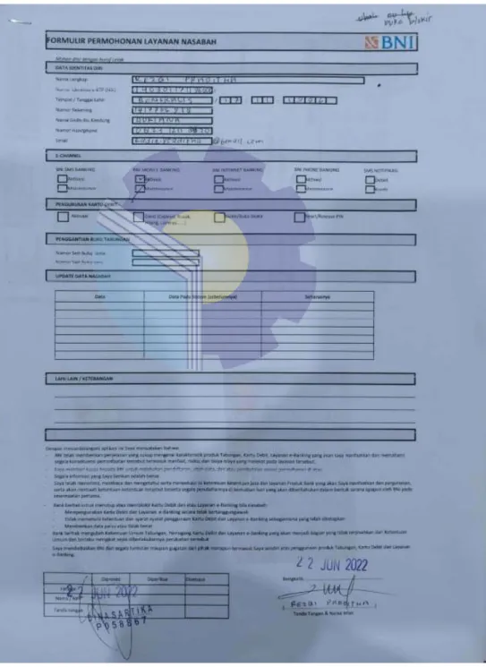 Figure 2.6 Customer Service Application Form  Source: Processed Data, 2022 