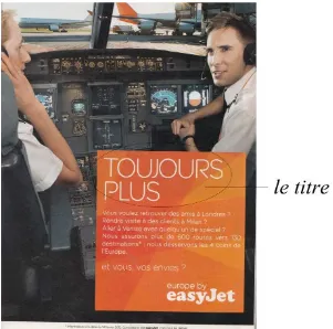 Gambar 1: Iklan Jasa Penerbangan easy.Jet (penunjukan judul TOUJOURS 
