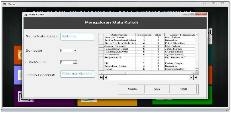 Gambar 5.5 Form Mata Kuliah 