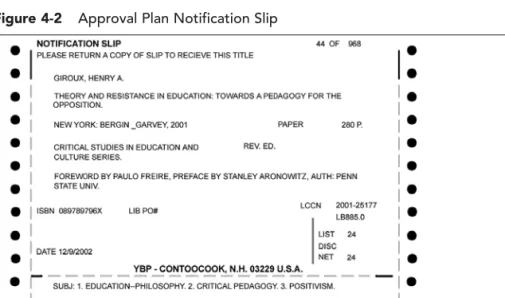 Figure 4-2 Approval Plan Notification Slip