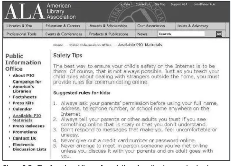 Figure 5.3   The American Library Association gives tips to parents about  children’s computer use.