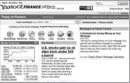Figure 8.1   Financial neophytes can get a good start at Yahoo! Finance.