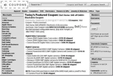 Figure 9.3   Browse online coupons and sales at eCoupons.com.