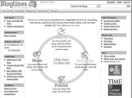 Figure 3.1   Use Bloglines to read all your blogs in one place.