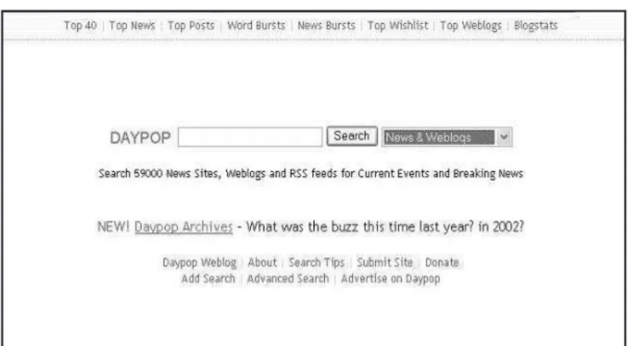 Figure 3.2   Daypop is a search engine for new sites and Web logs.