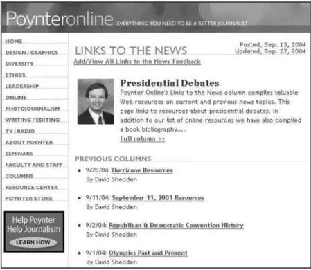 Figure 3.3   Get the background on the big stories of today and the recent past at Poynter Online’s “Links to the News.”