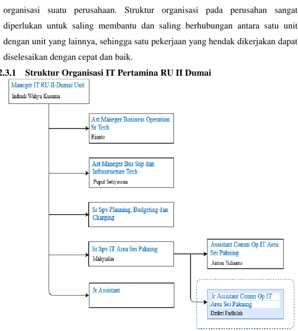Gambar 2.2 Struktur Organisasi  IT Pertamina RU II Dumai  Sumber: Data olahan 