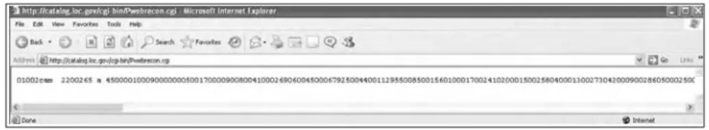 Figure 3-5. MARC Record from the LC OPAC Displayed  in Raw Communications Format