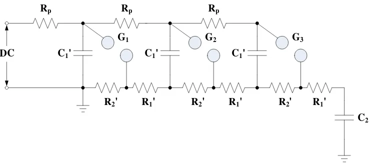 Gambar 2.9  Rangkaian generator impuls Marx tiga tingkat 