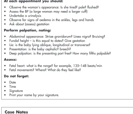 Table 2.5  Key points to be taken into account when assessing at each visit At each appointment you should: