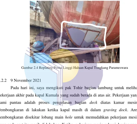 Gambar 2.4 Replating Posisi Linggi Haluan Kapal Tongkang Parameswara 