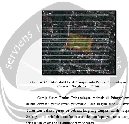 Gambar 3.4. Peta Satelit Letak Gereja Santo Paulus PringgolayanGambar 3.4