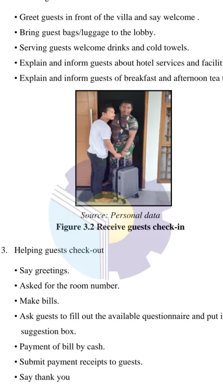 Figure 3.2 Receive guests check-in  3.  Helping guests check-out 