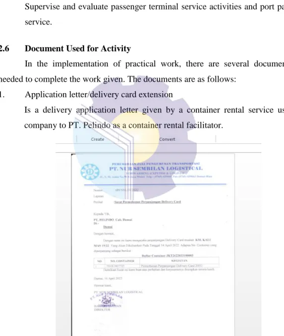Figure 2.2  Application Letter for Delivery  Source: PT. Pelindo Multi Terminal Branch Dumai 
