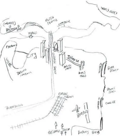 Figure 4.3, drawn by a student visiting for 6 months, illustrates an orientation  towards the CBD