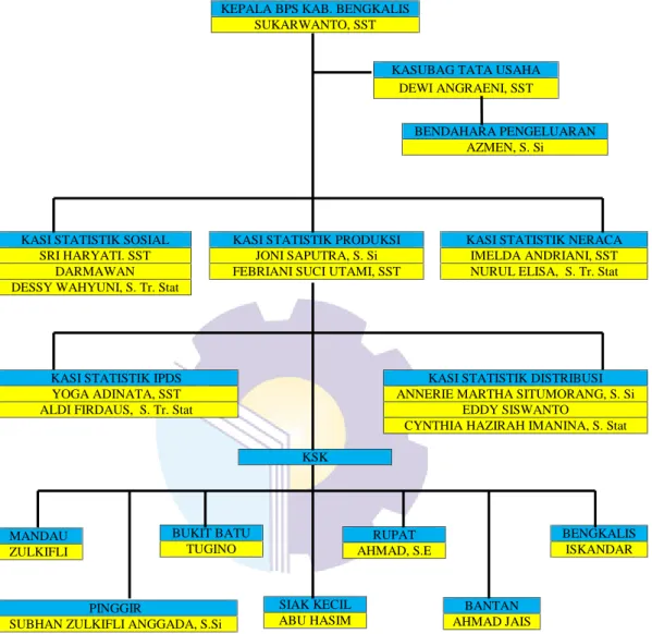 Figure 2.2 Organizational Structure Badan Pusat Statistik Kabupaten Bengkalis Source: Processed Data 2021