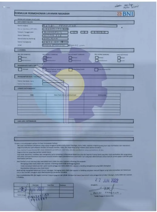 Figure 2.7 Customer Service Application Form   Source : Processed Data 2022 