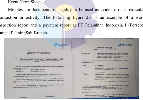 Figure 2.7 Event News Sheet 