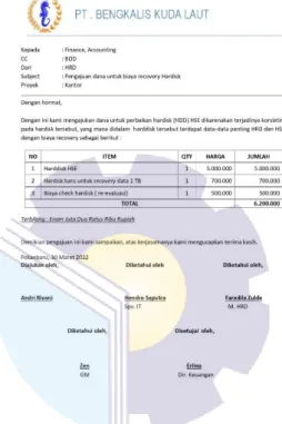 Figure  2.7  is  an  one  of  an  official  travel  bill  deposit  report,  the  author  is  asked to make a report in the form of a table and calculate the cost of expenses  during  the  service,  compile  and  paste  the  receipt  on  the  attachment  pa