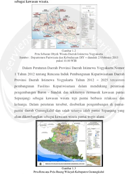 Gambar 1.2 Peta Sebaran Obyek Wisata Daerah Istimewa Yogyakarta 