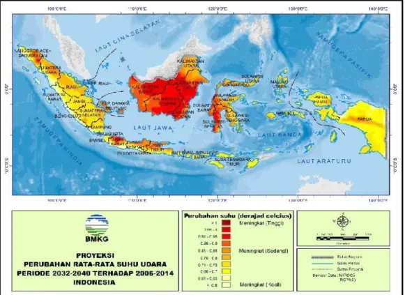 Gambar 11 Proyeksi Perubahan Rata-Rata Suhu Udara di Indonesia 