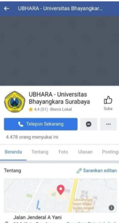 Gambar 4.3  Halaman Profil Facebook Ubhara Surabaya 