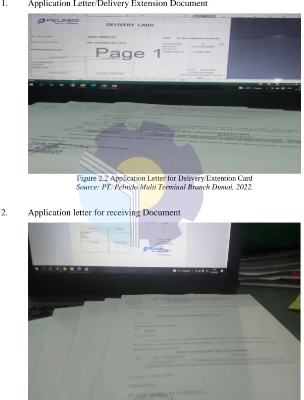 Figure 2.2 Application Letter for Delivery/Extention Card  Source: PT. Pelindo Multi Terminal Branch Dumai, 2022
