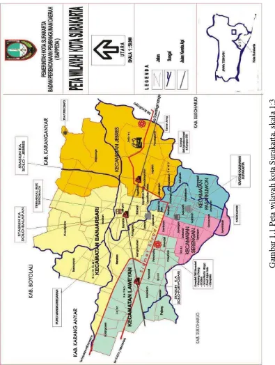 Gambar 1.1 Peta wilayah kota Surakarta, skala 1:3 