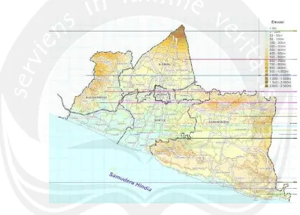 Gambar 3.2 : Peta Topografi Daerah Istimewa Yogyakarta 