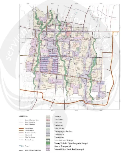 Gambar 3.4 Peta Pembagian Kawasan Kota Yogyakarta Sumber: Peraturan Daerah Kota Yogyakarta Rencana Tata Ruang Wilayah Kota Yogyakarta 2010-2029 