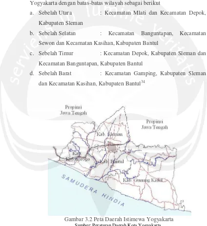 Gambar 3.2 Peta Daerah Istimewa Yogyakarta 