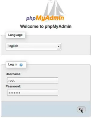 Gambar 6. phpmyadmin berhasil diinstal dan dicek di 192.168.100.1/phpmyadmin lewat client