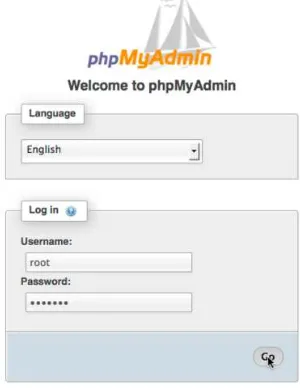 Gambar 5 phpmyadmin berhasil diinstal dan dicek di 192.168.100.1/phpmyadmin lewat client