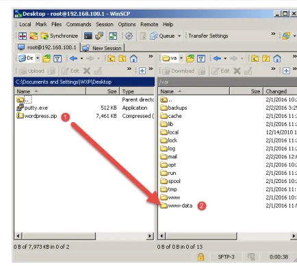 Gambar 20. Upload file wordpress ke direktori www-data