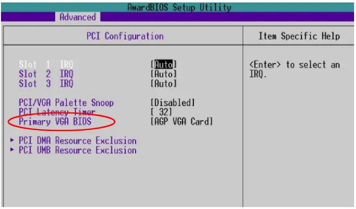 Gambar 37. Pengaturan VGA Onboard pada BIOS