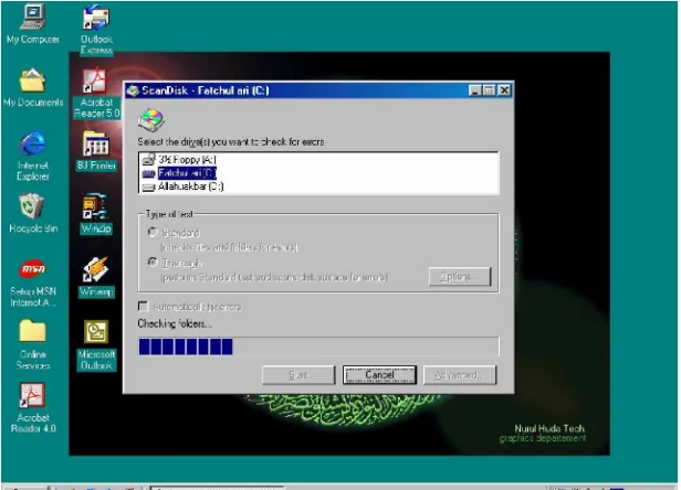 Gambar 1. Cara untuk menjalankan ScanDisk dari windows 98