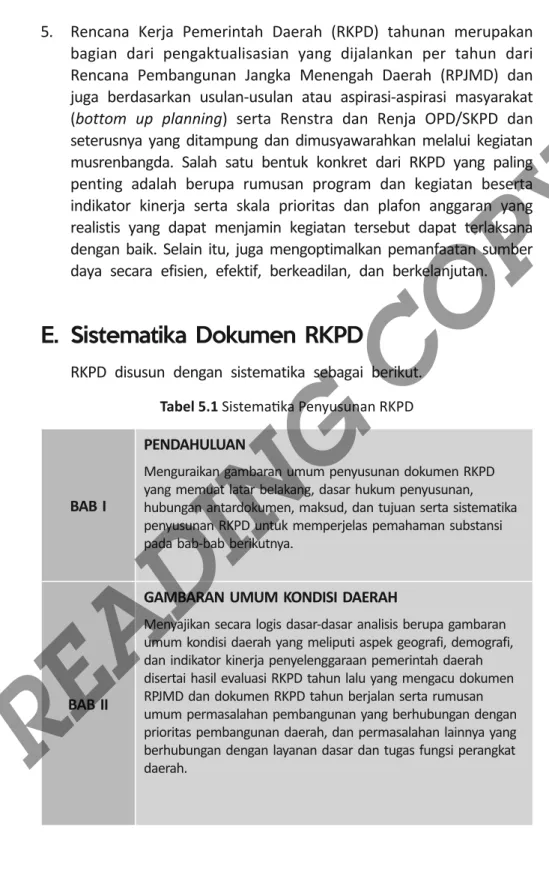 Tabel 5.1 SistemaƟka Penyusunan RKPD