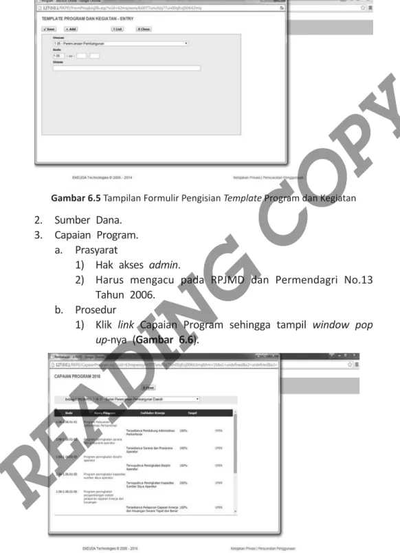 Gambar 6.5 Tampilan Formulir Pengisian Template Program dan Kegiatan 2. Sumber  Dana.