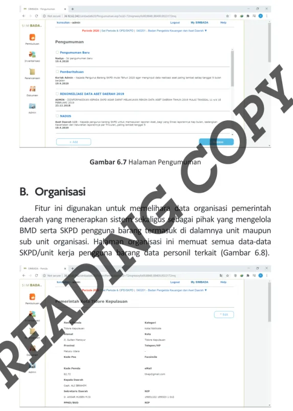 Gambar 6.7 Halaman Pengumuman