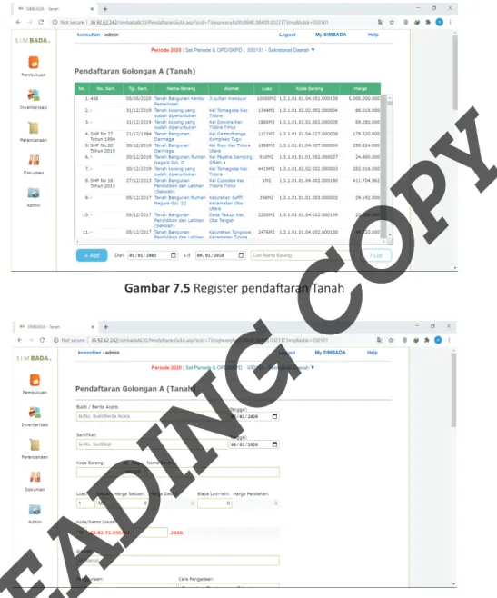 Gambar 7.5 Register pendaftaran Tanah